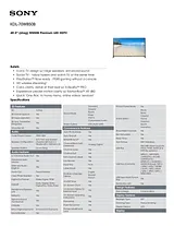 Sony W850B KDL-70W850B Manuel D’Utilisation