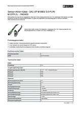 Phoenix Contact Sensor/Actuator cable SAC-3P-M 8MS/ 3,0-PUR/M12FR-2L 1693403 1693403 데이터 시트