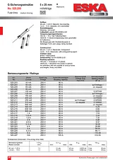 Eska Micro fuse 5 mm x 25 mm 0.05 A 250 V Medium time-lag -mT- 525.204 Content 10 pc(s) 525.204 Data Sheet