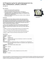V7 Projector Lamp for selected projectors by EIKI, DONGWON, CANON, CHRISTIE VPL1282-1E Dépliant