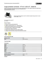 Phoenix Contact Surge protection connector PT 4X1-12DC-ST 2838319 2838319 Data Sheet