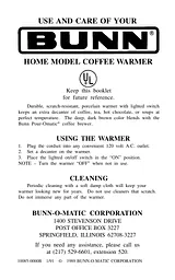 Bunn Coffee Warmer Manuel D’Utilisation