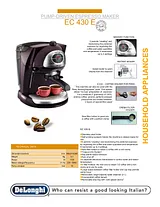 DeLonghi Pump Coffee Machine EC430 EC430 Merkblatt