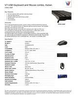 V7 USB Keyboard and Mouse combo, Italian CK0A1-4E4P Scheda Tecnica
