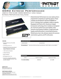 Patriot Memory DDR2 4GB (2 x 2GB) PC2-6400 Low Latency DIMM Kit PVS24G6400LLK Leaflet