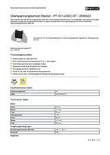 Phoenix Contact Surge protection connector PT 4X1-24DC-ST 2838322 2838322 Data Sheet
