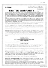 Sony STRDH130 Warranty Information