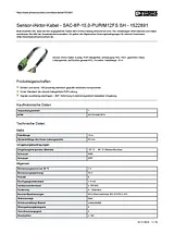 Phoenix Contact Sensor/Actuator cable SAC-8P-10,0-PUR/M12FS SH 1522891 1522891 Data Sheet