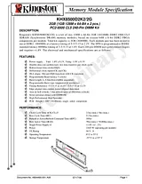 Kingston Technology 2GB 1066MHz DDR2 Non-ECC DIMM (Kit of 2) KHX8500D2K2/2G Leaflet