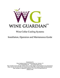 Wine Guardian 1/4 Ton Water Cooled 3,000 BTU Wine Cooling Unit Manuel De Montage