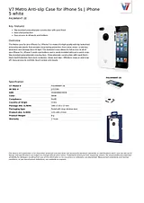 V7 Metro Anti-slip Case for iPhone 5s | iPhone 5 white PA19MWHT-2E Data Sheet