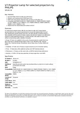 V7 Projector Lamp for selected projectors by PHILIPS VPL341-1E Leaflet