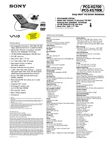 Sony PCG-XG700 Specification Guide