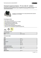 Phoenix Contact Surge protection connector PT 2X2- 5DC-ST 2838241 2838241 Data Sheet