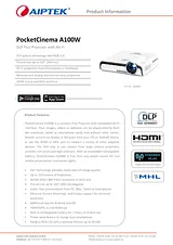 Aiptek PocketCinema A100W DLP Projector, ANSI lumen 120 lm, , 1000 : 1, , White 430045 数据表
