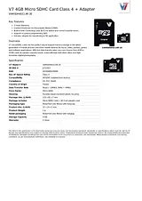 V7 4GB Micro SDHC Card Class 4 + Adapter VAMSDH4GCL4R-2E Hoja De Datos