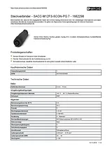 Phoenix Contact Plug-in connector SACC-M12FS-5CON-PG 7 1662298 1662298 데이터 시트