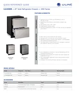 U-Line 5.4 CF Drawer Refrigerator - Integrated Drawers Hoja De Especificaciones