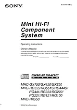Sony MHC-RX550 Manual